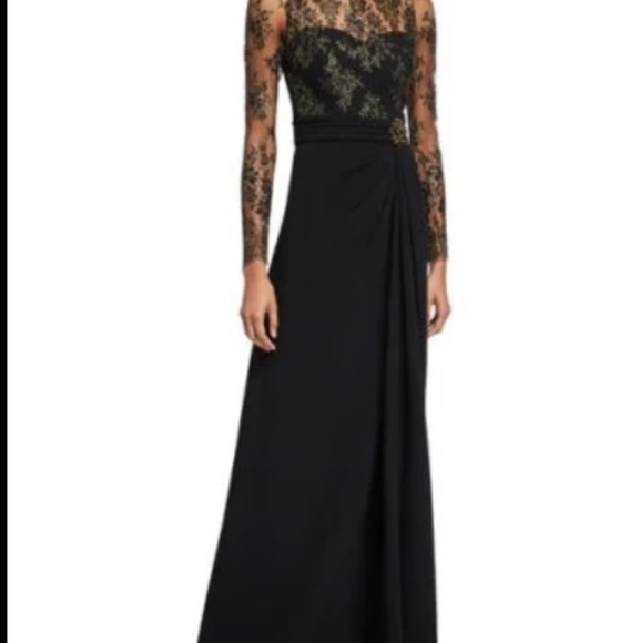 Theia Couture gown in crepe, featuring lace bodice - Picture 2 of 6